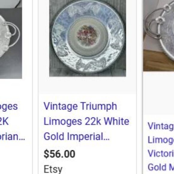 VTG Limoges platter with handles 22k white gold Triumph style made for Faberware - Picture 8 of 9